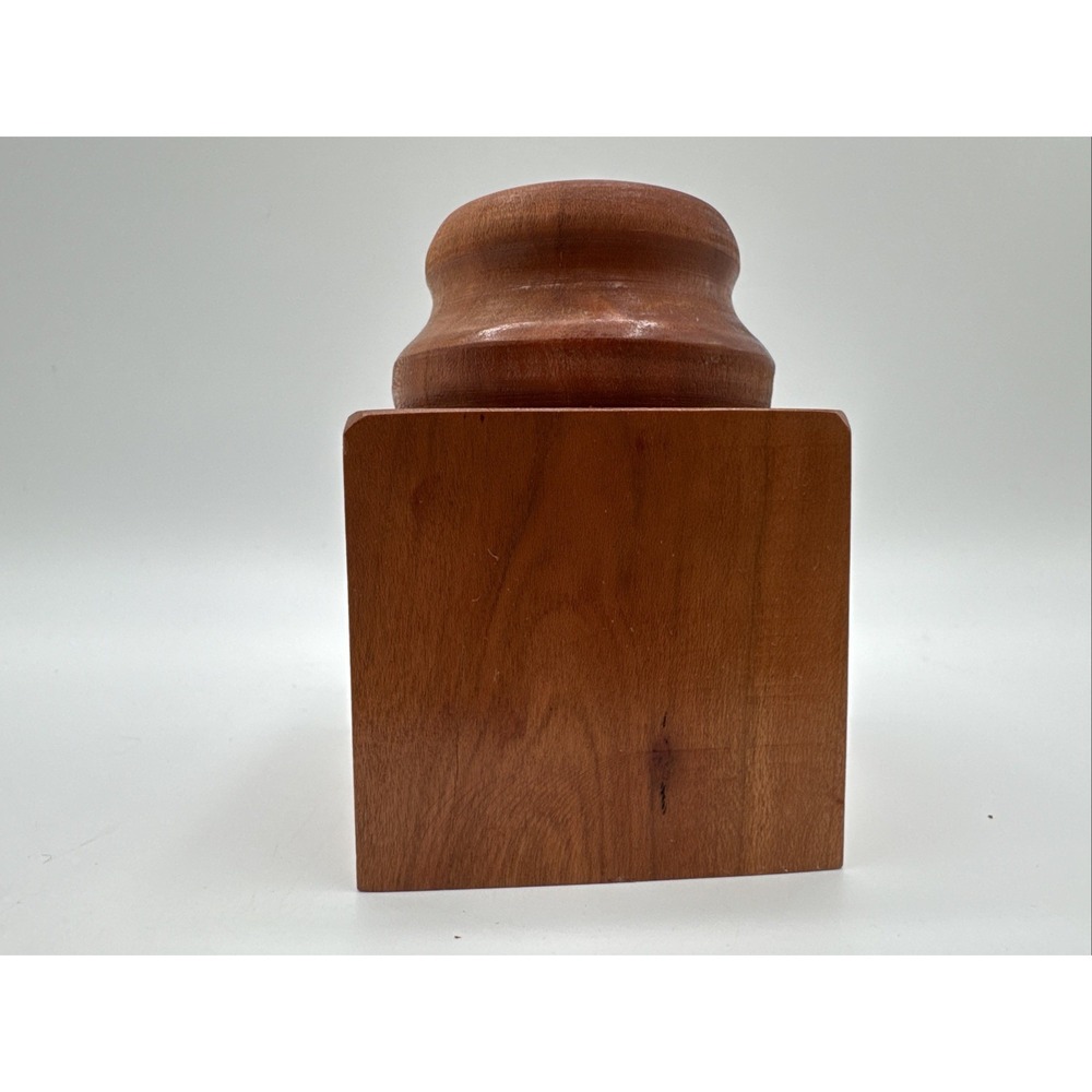 Vintage Turned Teak Wood Tobacco Jar Canister Apothecary Storage Box w/ Lid 4" - Picture 5 of 12